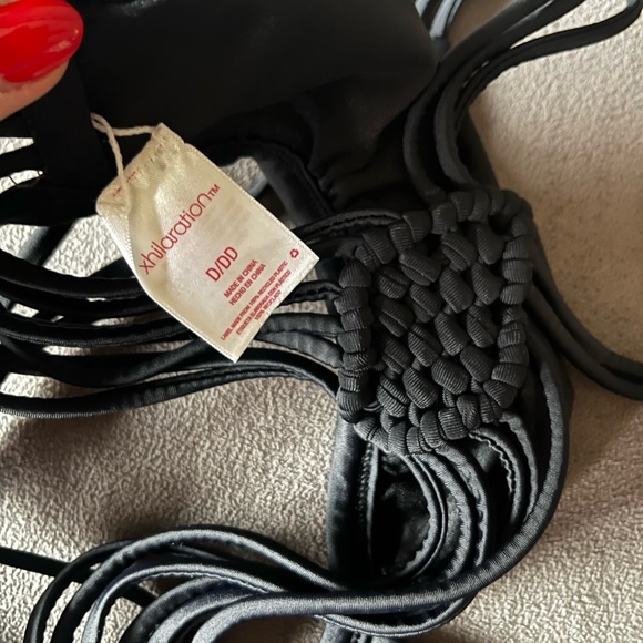 Y2K Xhilaration Black Strappy Women's Bralette Bikini Swim Top D / DD XL Target - Picture 3 of 6